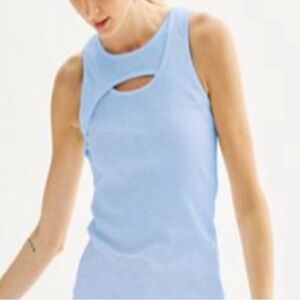 Nine West Sky Blue Sleeveless Cutout Tank